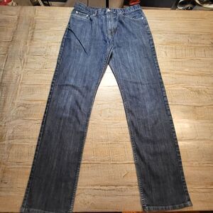 Axist Jeans Men's 34x33 Blue Dark Wash Straight Leg Baggy Jeans Stretch